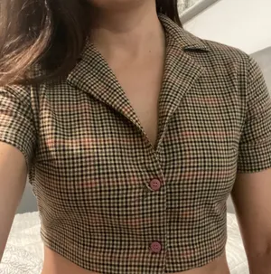 Brandy Melville / john galt plaid cropped button up shirt thumbnail 2