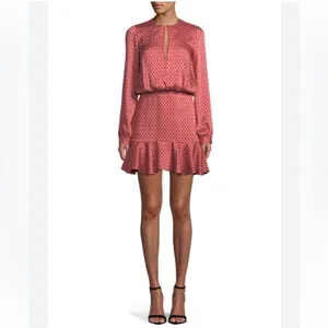 ALEXIS Coretti Mini Dress Silk Blouson Top Flounce Hem Printed Women's Size M thumbnail 3