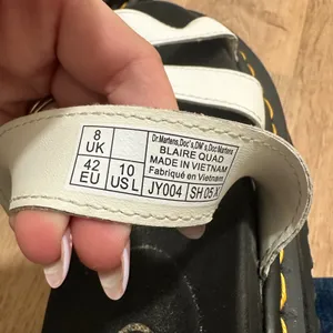 Dr. Martens | Woman's Blaire White Black Leather Platform Slide Sandals, Size 10 thumbnail 7