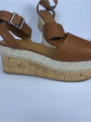 Universal Thread Womens Wedge Sandals 6.5 Brown Platform Espadrille Ankle Strap thumbnail 6