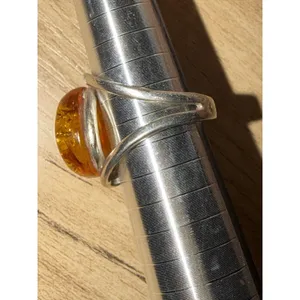 Sterling Silver 925 Amber Ring Size 7 Adjustable‎ thumbnail 2