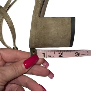 J. Crew‎ Millie Ankle Strap Heels Pumps Suede Shoe Khaki Beige Size 8 Open Back thumbnail 8