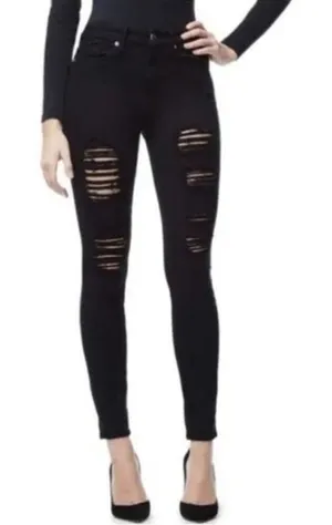 Good American Good Legs High Rise Distressed Black Skinny Jeans Women’s 14/32 thumbnail 1