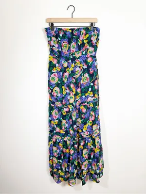 Anthropologie The Somerset Strapless Maxi Dress Bold Floral Blue Medium thumbnail 5