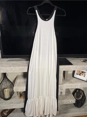 Anthropologie Black and White Contrast Racerback Maxi Dress thumbnail 3