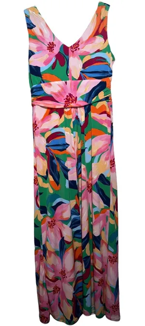 Pappagallo Floral Maxi Dress Sleeveless V Neck Empire Waist S‎ thumbnail 1