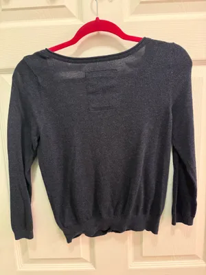 Hollister Dark Blue Button-Up Crop Cardigan thumbnail 2