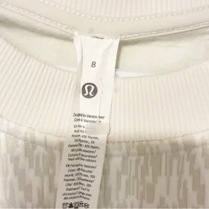 Lululemon Textured Jacquard Crewneck Pullover‎ Sweatshirt Bone White Size 8 thumbnail 2