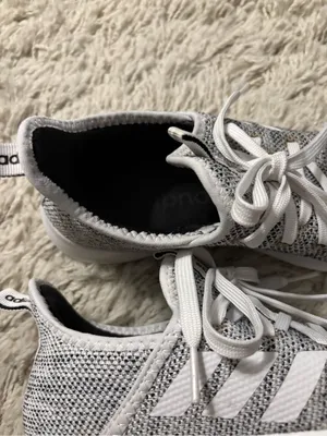 adidas Cloudfoam Sneakers Women’s Size 6.5 Grey and White Knit Lace-Up Sneakers thumbnail 10