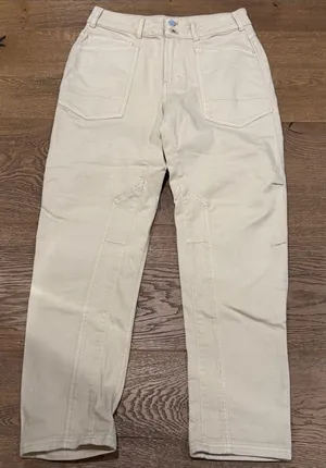 Pilcro Cream Cargo Jeans for Women 28 thumbnail 1