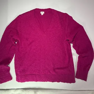 J. Crew Women's V-Neck Sweater in Fuchsia Pink thumbnail 1