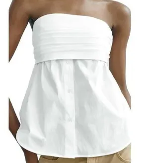 ZARA NWT  STRETCH POPLIN TOP WHITE. SIZE Medium thumbnail 9