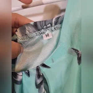 Floral Halter Maxi Dress - Teal, Size M thumbnail 9