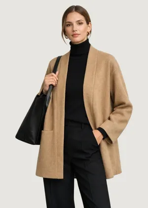 Zara Woman Wool Blend Cardigan Womens Medium Open Front Sweater Jacket Hand Made thumbnail 1