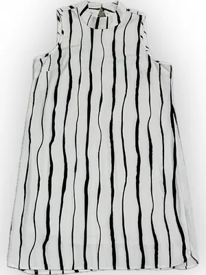 Mud Pie Women’s Sleeveless Black & White Striped Shift Dress‎ Size Small thumbnail 2