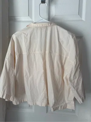 Zara Cropped Utility button front shirt women size L cotton front big pockets thumbnail 7
