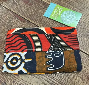 NWT Timbali Crafts Hand Crafted Swaziland Africa Tribal Print Zippered Pouch thumbnail 1
