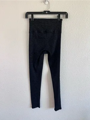 Carbon38 Women's Ribbed Leopard Print Black Pull-on Athletic Leggings Yoga thumbnail 3