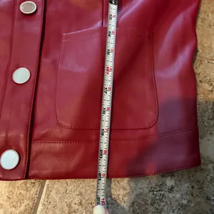 MAEVE Cora Patch Pocket Jacket Faux Leather Size Large Burgundy Red‎ thumbnail 9