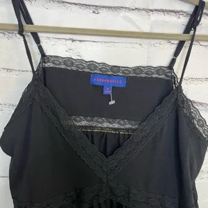 Aeropostale Black Crop Top Camisole Spaghetti Straps Lace SZ XL Flowy V-Neck thumbnail 4