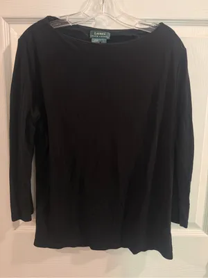 Lauren Ralph Lauren Black Women’s Boatneck Long-Sleeve Top thumbnail 1