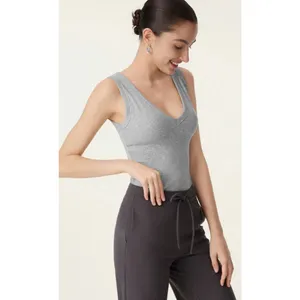 OGL Move Black V Neck Tank Top Built In Bra Brami Ribbed Stretch Size Small S thumbnail 6