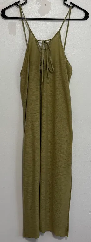Michelle By Comune Earville Lace Up Olive Maxi Dress NWT M thumbnail 1