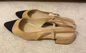 White House Black Market Suede Flats nude thumbnail 5