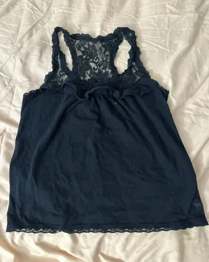 blue lace frilly top thumbnail 1