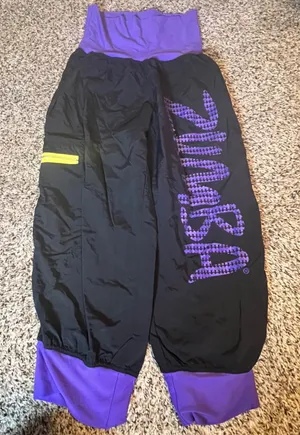 Zumba Fitness Womens Medium Cargo Jogger Pants Black Purple High Waist Dance M‎ thumbnail 1