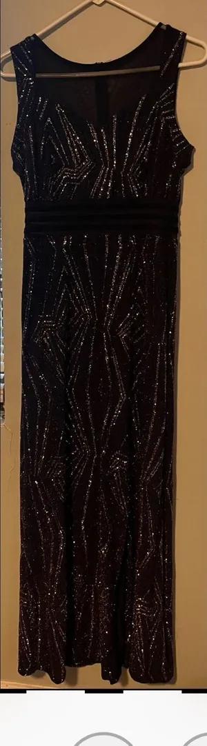 Enfocus Studio Black Sequin Mesh Maxi Dress thumbnail 1