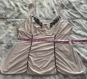 Pink Embroidered Babydoll Boho Pajama Top, size M thumbnail 7