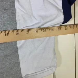 Champion Womens Colorblock Crop‎ Top Grey White Navy V-Neck Script Logo Medium thumbnail 6