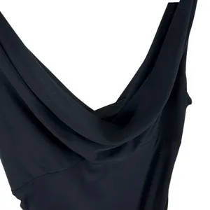White House Black Market Black Draped Neckline Stretch Midi‎ Tank Dress Size 10 thumbnail 3