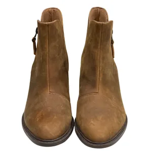 Clarks Scene Zip Ankle Boots Womens 8 Brown Waxy Leather Block Heel Rustic Chic thumbnail 3