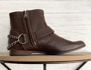 Zara TRF Brown Pointed Booties with Chain Detail thumbnail 10