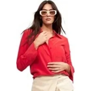 Equipment L Quinne Silk Button Down Up Top Blouse Shirt in red Luxury Basic thumbnail 6