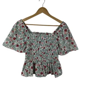 NWT Draper James Deana Smocked Top Strawberry Field XS Cottage Coquette‎ Preppy thumbnail 2