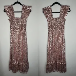 Hill House The Ellie Rose Gold Sequin Nap Dress XXS thumbnail 2