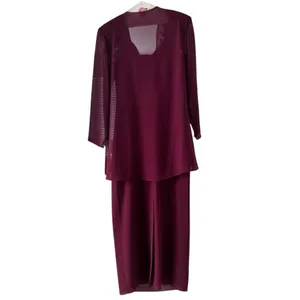 Patra two piece dress burgundy size 8 Vintage embroidery to jacket Maxi thumbnail 3