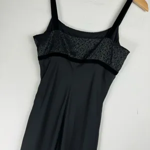 Vtg Y2K Jonathan Martin Black Slip Maxi Dress Velvet Floral Bodice Sz S/M thumbnail 8