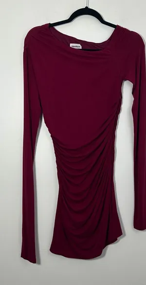 Superdown Women’s Small Burgundy Ruched Bodycon Mini Dress thumbnail 1