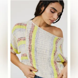 Anthropologie Pilcro Beachside Boho Tee Cream Yellow Size M thumbnail 3