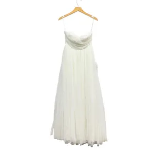 Lulus Blissful Forever White Tulle Lace Strapless Pleated Maxi Dress size S NWT thumbnail 6