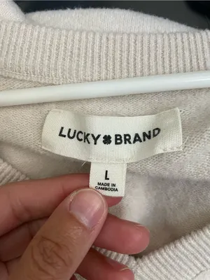 Lucky Brand Women's V-Neck Light Cream Sweater Size L thumbnail 2