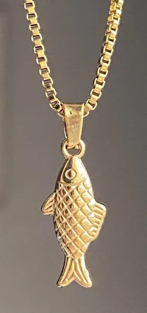 Handmade gold tone fully stainless steel fish boho funky chic simple necklace🌀🐟 thumbnail 1