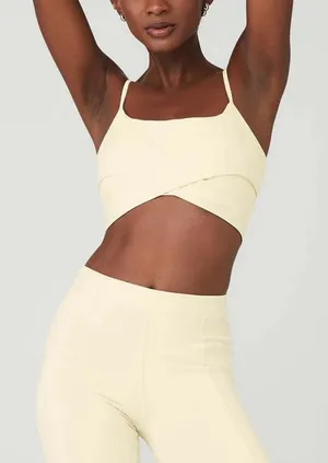 NWOT Alo Yoga Airbrush Enso Bra French Vanilla‎ Size Large *Discontinued Color* thumbnail 1