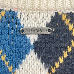 Dickies Juniors Argyle Sweater Vest Blue White Yellow Preppy Knit Pullover Large thumbnail 3
