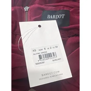 Bardot Aliyah Dress in Burgundy XSmall New Womens Midi Stretch Cocktail thumbnail 8