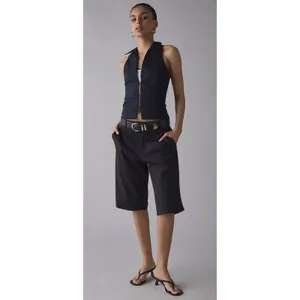 Urban‎ Outfitters Black Halter Button Up Collared Sleeveless Top Slim Fit thumbnail 4